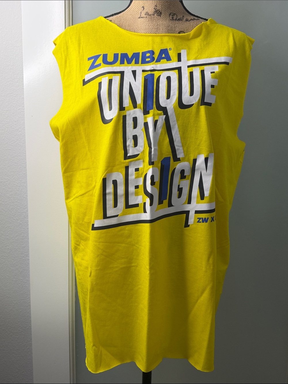 Zumba Yellow "Unique By Design" Graphic Muscle Tank ZW X GW collection OS Unisex